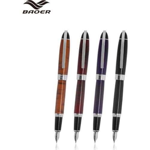4 X Baoer Metal 517 Brand New Fountain Pen With Silver Clip Iridium Medium Nib Ink Pen Beautiful Pattern For Writing Gift Pen