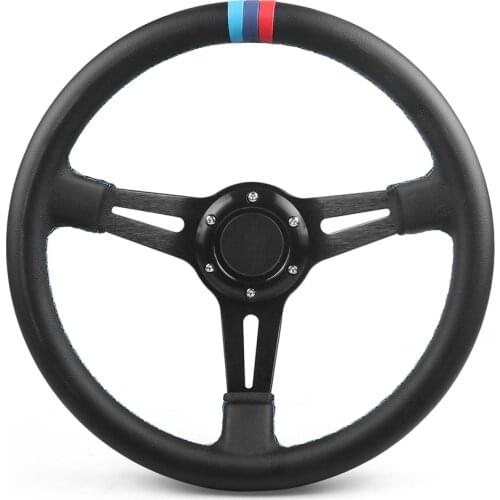 OM 350mm Racing 14'' Steering Wheel Drift Microfiber Leather Three Colors Stitching Fit Car and Simulation For PC Game With Logo