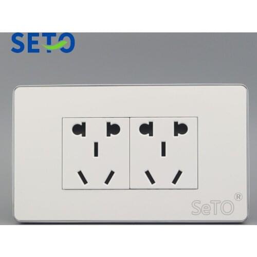 SeTo 120 Type Double Ports Five Hole Power Socket Panel Wall Plate Keystone Faceplate