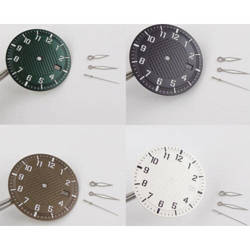 Sterile 34mm Black Automatic Watch Dial Watch Needles fit NH35 Movement