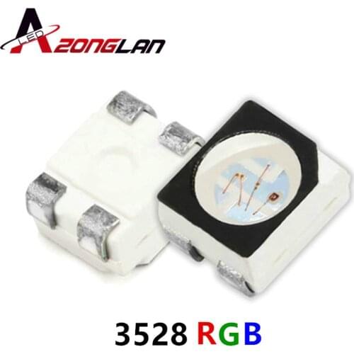 100pcs 3528 RGB POWER TOP 1210 3528 SMD SMT PLCC-2 LED Common Anode Red Green Blue New light-emitting diodes RGB