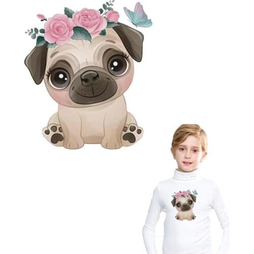 Cute Dog Thermal Sticker On T-shirt DIY Washable Iron On Transfer For Clothing Beautiful Animals On Clothes Applique Patches Top