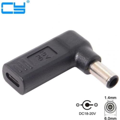 USB 3.1 Type C USB-C to DC 19V 6.0*1.4mm Adapter PD Emulator Trigger 90 Degree Angled