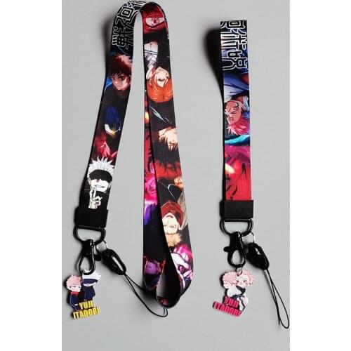 1 Pcs Cute Anime Jujutsu Kaisen Keychain Lanyards Figure Gojo Satoru Yuji Itadori Pendant Neck Strap ID Badge Phone Holder Toys