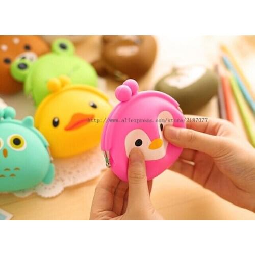 1piece random design Cartoon 9CM Silicone Coin Purse Wallet Pouch Case BAG ; Little Pocket Case BAG Handbag