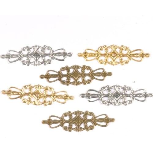 20Pcs 3 color Filigree Wraps Flower Connectors Metal Crafts Gift Decoration DIY Findings Jewelry Making 65x20mm YKL0744