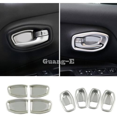 For Jeep Renegade 2017 2018 2019 2020 High Quality Car Cover Stick Trim Stainless Steel Door Inner Handle Bowl Frame Lamp 4pcs