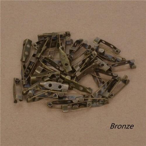40pcs 15-30mm Safety Lock Back Bar Pin DIY brooch base, Dual Brooch Back Base With Safety Pin use for brooch and hair jewelry