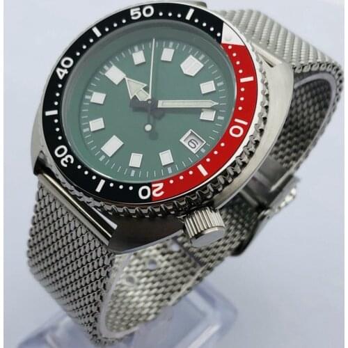 45mm BLIGER Top Luxury Watch Silver Case Sapphire Glass sterile Green Dial C3 Luminous Waterproof NH35 Movement Automatic Watch