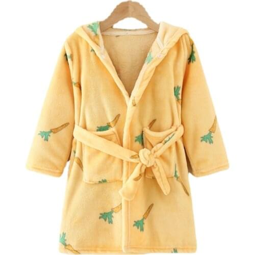 Cartoon Childrens Clothing Boys Bathrobe Long Sleeve Hooded Kids Robe Lovely Baby Girl Clothes Spring Autumn Children Clothing