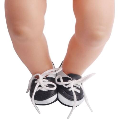 40-43 Cm Baby Boy Dolls Black,White Sports Shoes American Newborn PU Sneakers Toys Accessories Fit 18 Inch Girls Gift g4