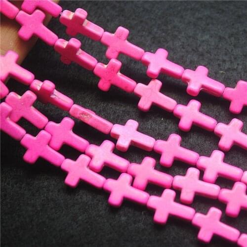 24PCS Pink Turqouise Stone Loose DIY Beads Accessories Cross Shape Size 12X16MM For Womens Bracelets Making Findings Free Ships