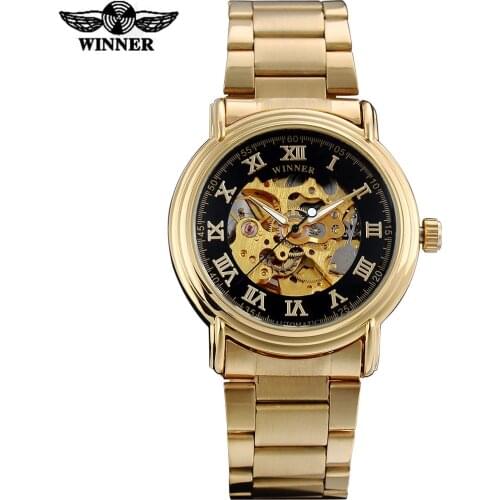 WINNER fashion luxury men mechanical watches famous hot brand man skeleton dials wristwatches stainless steel band reloj hombre