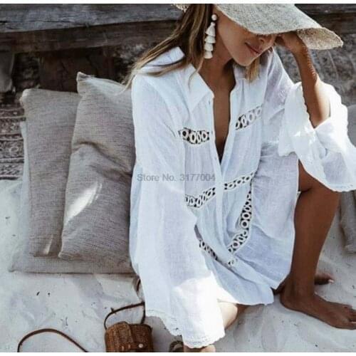 DHL 20pcs Bikini Cover Up Lace Hollow Crochet Swimsuit Beach Dress Summer Ladies Cover-Ups Bathing Suit Beach Wear Tunic