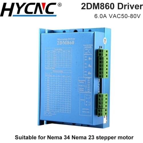 2DM860 Driver 24-110VDC/18-80VAC 2-Phase Digital Stepper Motor Drive, Suitable For CNC Router Nema 34 Motor Nema 23 Motor