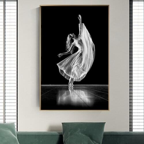 Ballet Girl Elegant Lady Canvas Painting Fshion Poster n Print Wall Art For Girl Living Room Dance Room Nordic Style Decorative