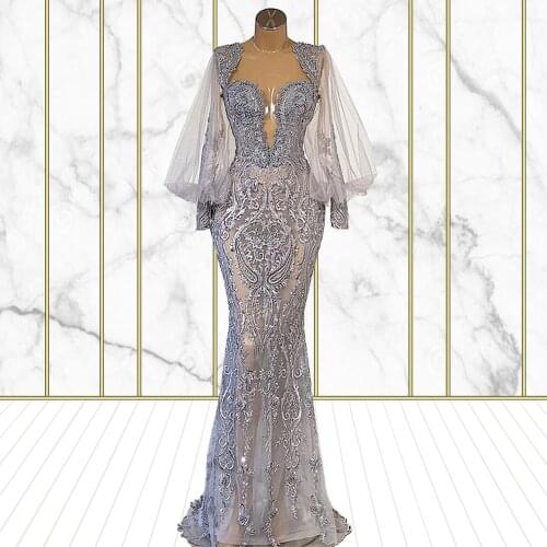 Elegant Wedding Party Dresses for Mother of the Bride Lace Tulle Puff Sleeve Gowns Long Floor Length Formal Clothing CXF274