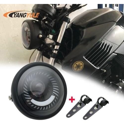 Motorcycle 6.5 Headlight LED Retro Vintage Fog High Low Beam Headlamp Daytime Running Light Bracket Cafe Racer For H arley