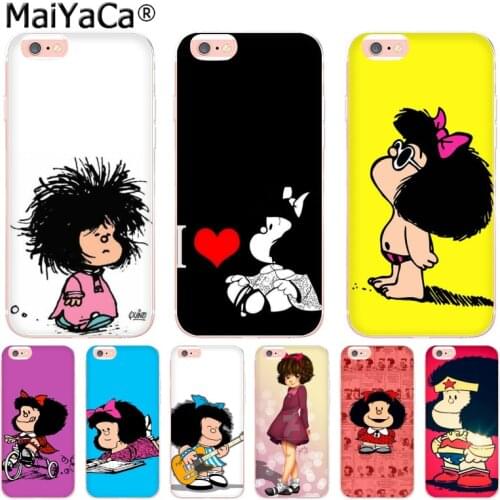 FHNBLJ Mafalda DIY Beautiful soft Phone Accessories Case for iPhone 8 7 6 6S Plus X 10 5 5S SE 5C 4 4S Coque Shell