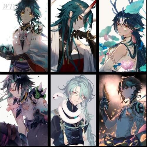 Game Poster Genshin Impact Game Male Characters Elf Xiao Anime Posters Canvas Painting Wall Decor Wall Art Picture Home Decor