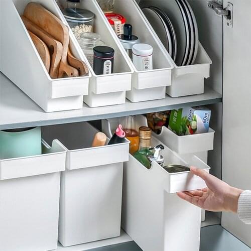 Household Kitchen Storage Box With Roller Skates Plastic Pots Lids Shelves Kitchenware Cabinet Space Organizer Storage Baskets