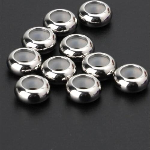 L93F 10Pcs Stainless Steel Rubber Insert Stopper Spacer Beads for Add-a-Bead Bracelet