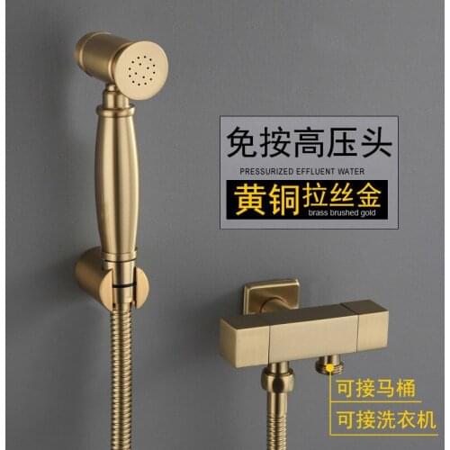 Matte Black Bidet Douche Kraan Massief Messing Bidet Kraan Moslim Ducha Higienica Mengkraan Wc Kranen Brushed gold