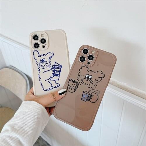 Cute Cartoon Korean Style Phone Cases For iPhone 12 Mini 11 Pro XS MAX XR X 8 7 Plus SE 2020 Fashion Straight Edge TPU Cover