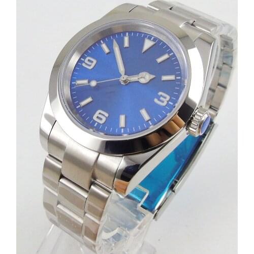 40mm Sterile Blue Dial Sapphire Glass Polished Bezel MIYOTA 8215 Automatic Movement Mens Watch