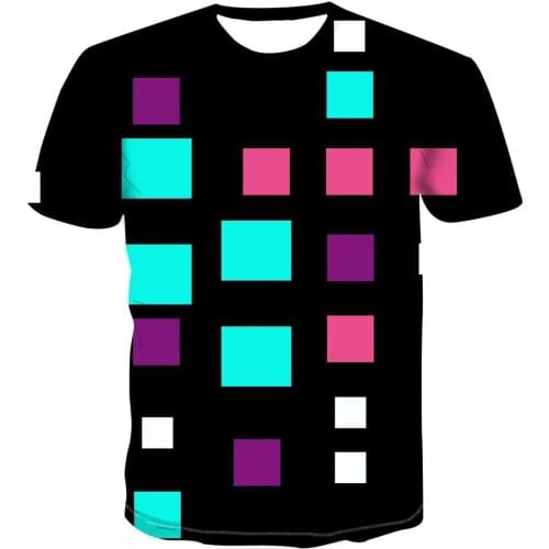 3D new printing, simple fashion, dazzling color, geometric creative design, T-shirt, mens street, cool, unique and handsome