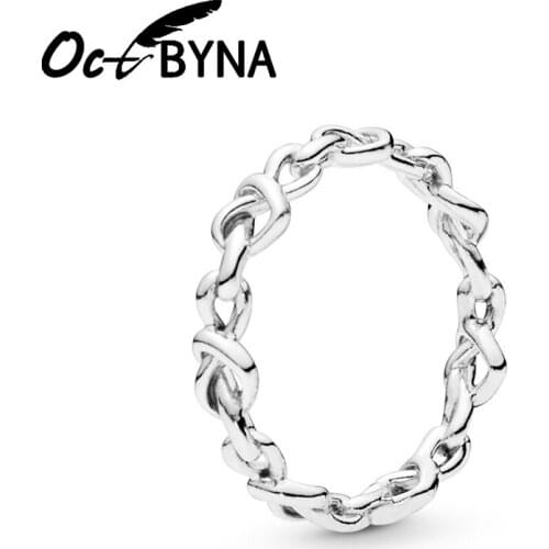 Octbyna Classic Interweaving Heart Shaped Rings High Quality Silver Color Fine Ring For Women Wedding Engagement Jewelry Gifts