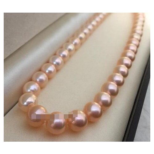 Free Shipping Perfect AAA+ 9-10mm Natural pink pearl necklace 14 clasp 17.5"