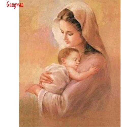 Full Square Diamond painting Round stone,mother&baby,mosaic 3d Embroidery cross stitch Home decoration picture of rhinestone art