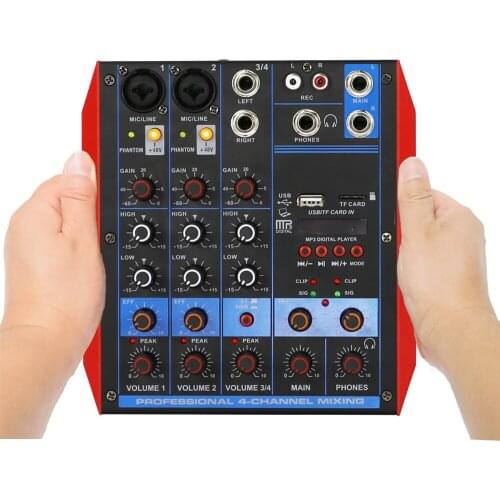 Original YAMAH Mini 4 Channel Karaoke DJ Laptop PC Live Mixer 2+2 Sound Card Mixing Console with USB Bluetooth 48V Phantom