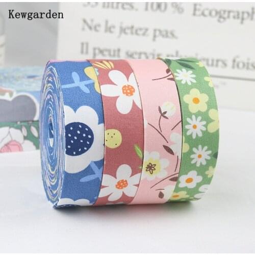 Kewgarden DIY Hair Bow Brooch Accessories Printed Floral Layering Cloth Fabric Ribbon 1" 3/8" 25 10 mm Handmade Tape 10 Meters