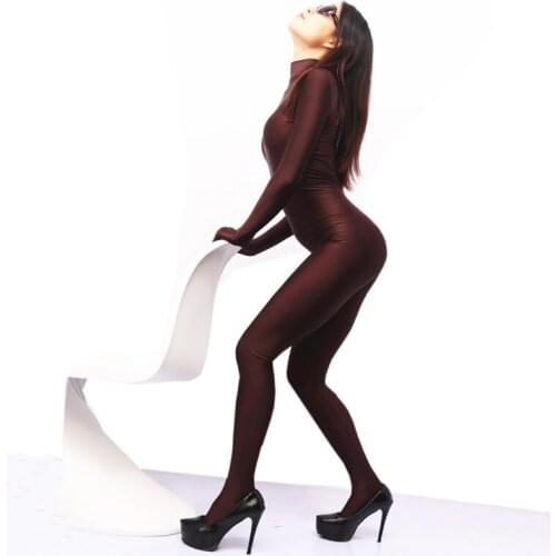 Sexy Women Lycra Shiny Full Body Bodysuit Catsuit Sexy Pantyhose Erotic Lingerie Club Dance Wear