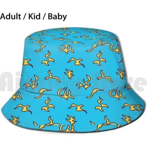Golf Wang Blue Flame Design Sun Hat Foldable UV Protection Blonded Blonde Tyler The Creator Golf Wang Brockhampton