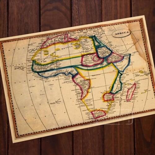 Old Map of Africa Classic Vintage Retro Kraft Decorative Poster Maps Home Bar Posters Wall Canvas Painting Sticker Decor