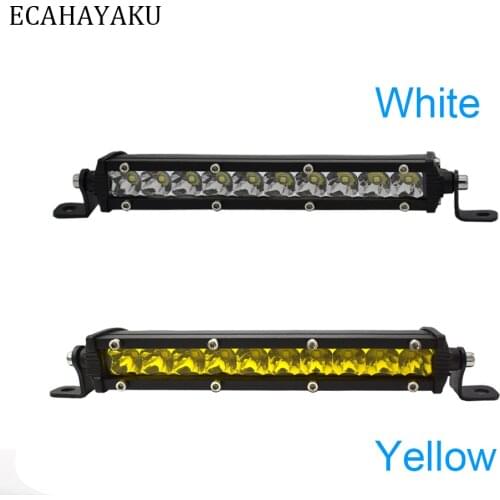 2Pcs ECAHAYAKU Super Slim 7" LED Light Bar 30W LED Grill Light White Yellow For SUV 4X4 ATV Off Road LED Fog Light Luggage Light