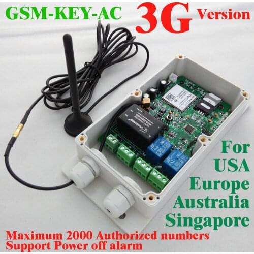 3G Version GSM-KEY-AC2000 Good designed 3G and GSM gate opener two relay output two alarm input for Australia,USA,Singapore