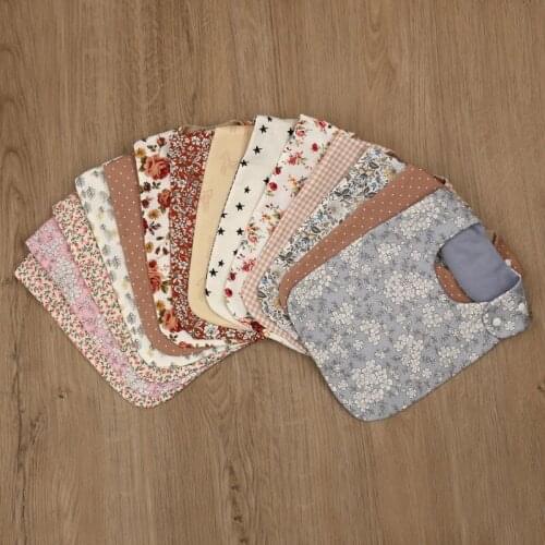 Floral Vintage Newborn Double Side Bibs Boys Girls Waterproof Linen Cotton Saliva Towel Baby Shower Gifts