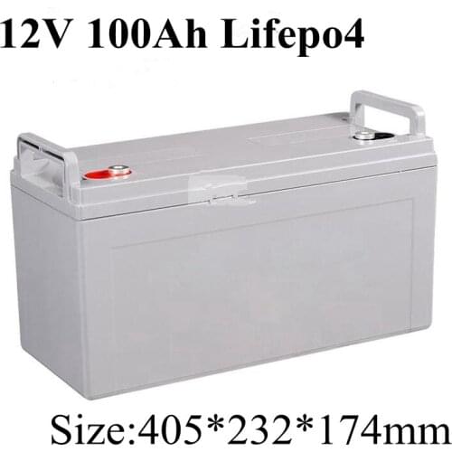 12V 100AH Lifepo4 Batterie Waterproof BMS 4S for 1200W Campers Power Supply EV Solar Storage Motorhome Speaker + 10A Charger