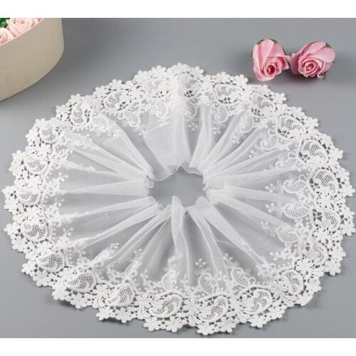 19CM 5Yards Milk High Quality Lace Trim Embroidery Lace Fabric Mesh Lace Ribbon Tulle Guipure Cord Lace Sewing DIY Doll Cloth