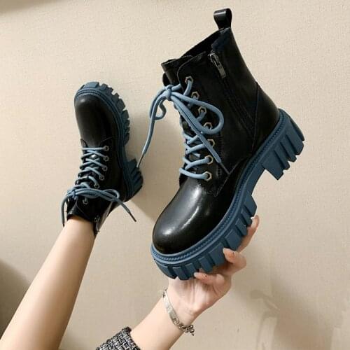 Women Martens Mid-tube Spring and Autumn Single Boots Muffin Thick-soled British Style Thin Short Boots 2021 New Boots Winter