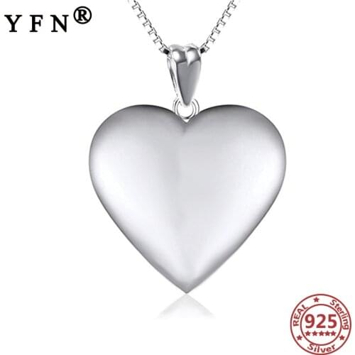 YFN 925 Sterling Silver Heart Photo Necklaces Womens Jewelry Memorial Necklaces Ketting Valentines Day Gift Mothers Day Gifts