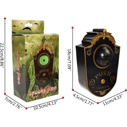 066E Halloween Eyeball Doorbell Glowing Horror Sound Tricky Pendant Haunted House Door Decoration Animated Eyeball Trick or Prop