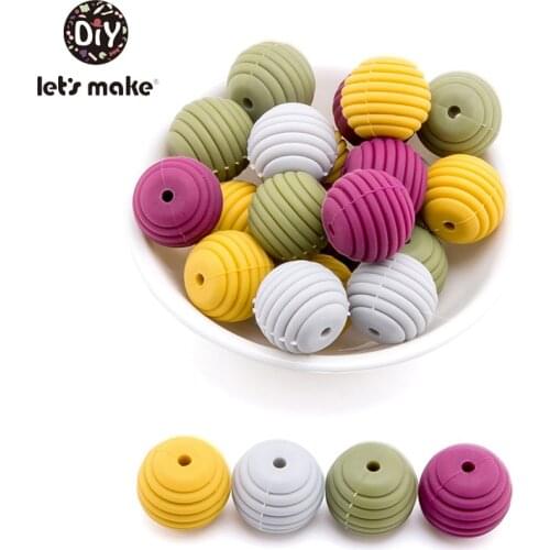 Lets Make DIY Can Chew Beads 10pcs 15mm Light Purple Round Spiral Beads Food Grade Silicone Teether Making Bracelets Teethers