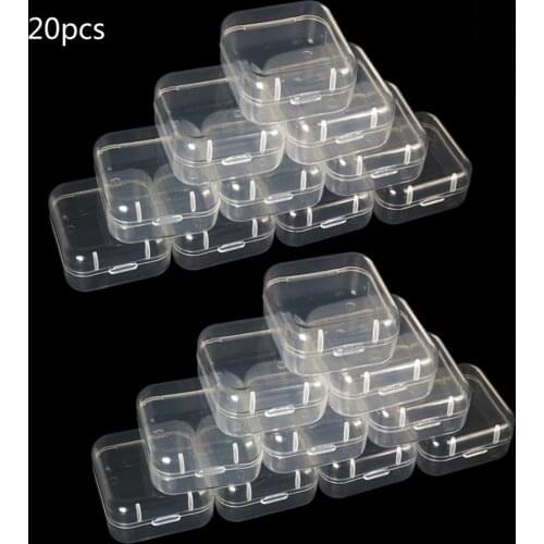 20Pcs Square Mini Clear Plastic Storage Containers Box with Lids for Small Items