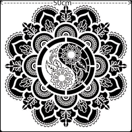 50 *50cm size craft Tai Chi mandala mold for painting diy stencils stamped photo album embossed paper card on wood, fabric, wall