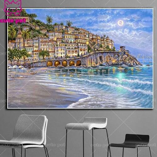 Diamond painting art 5d Starry Night European architectural landscape diy handmade embroidery kits full squareround drill decor